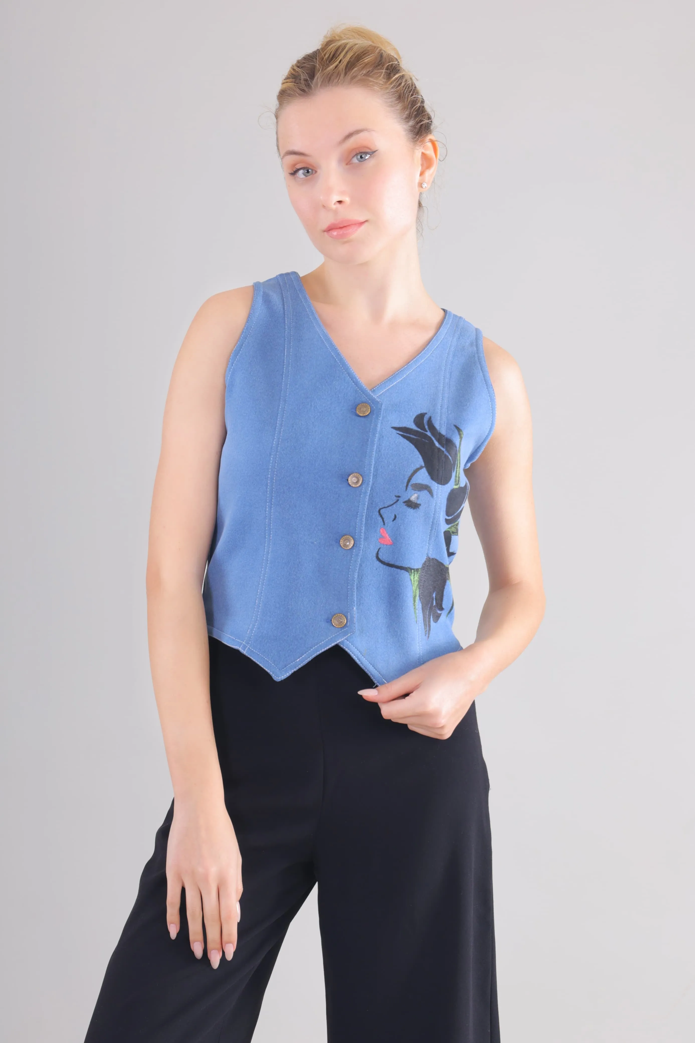 Blossom Whisper Denim Vest