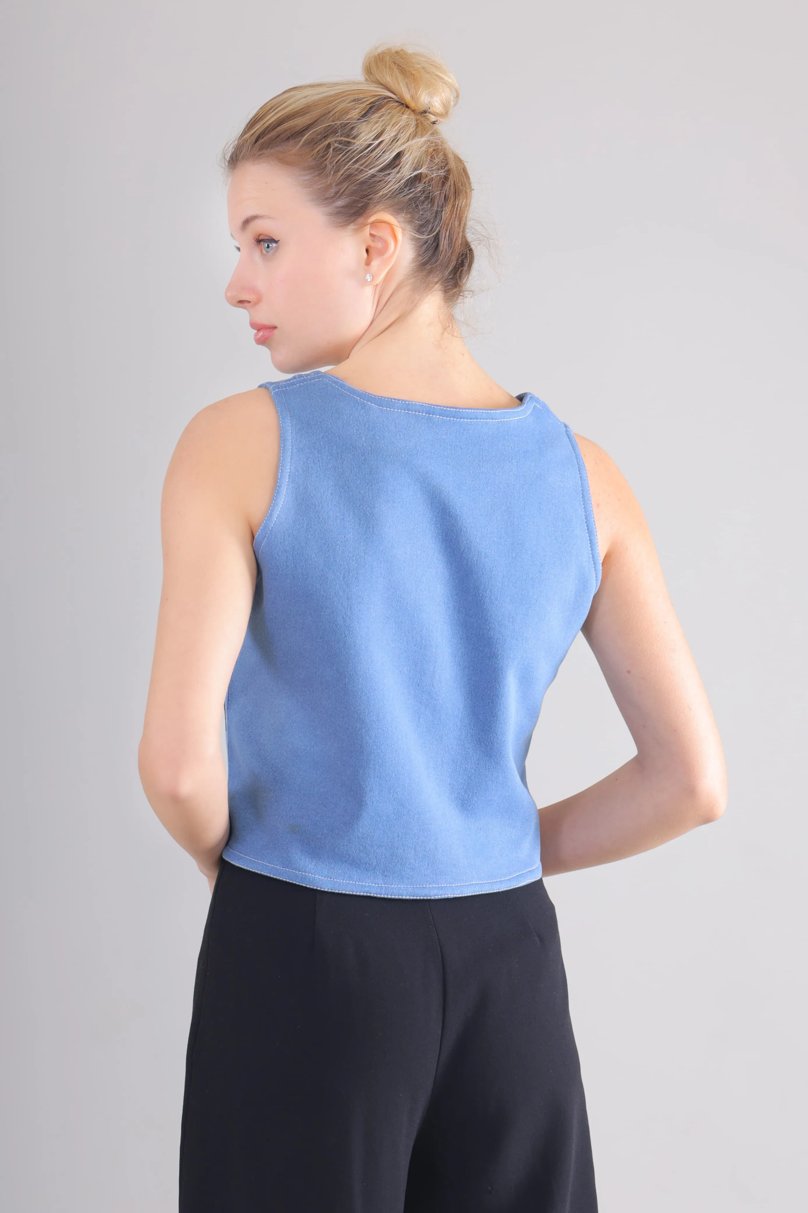Blossom Whisper Denim Vest