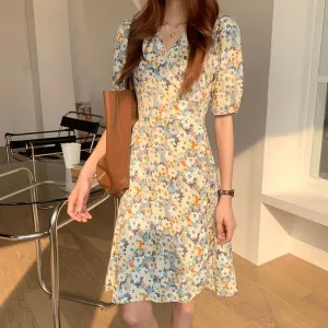 Blue A Line Knee Length Dress