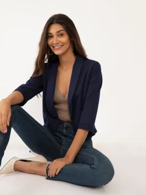 Blue Solid Summer Jacket