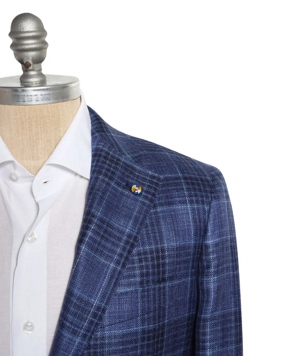 Blue Wool Blend Plaid Sportcoat