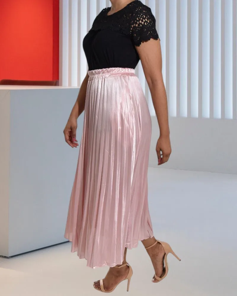 Blush Elasticated Pleated Skirt