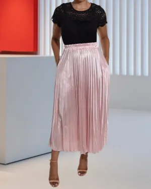 Blush Elasticated Pleated Skirt