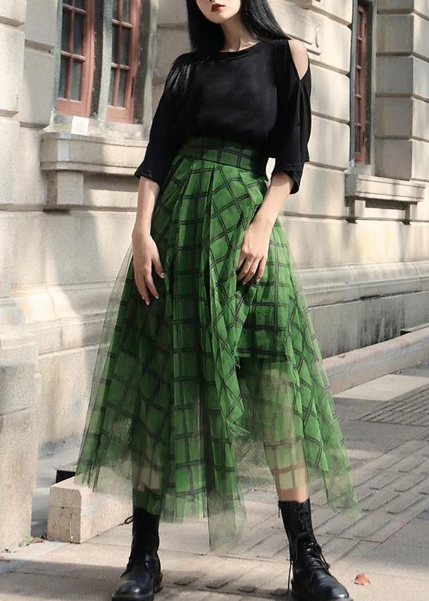 Boho Green asymmetrical design Skirt Summer
