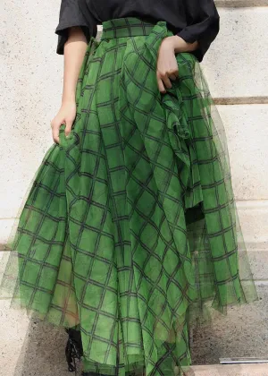 Boho Green asymmetrical design Skirt Summer