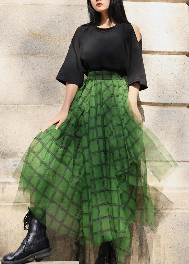 Boho Green asymmetrical design Skirt Summer