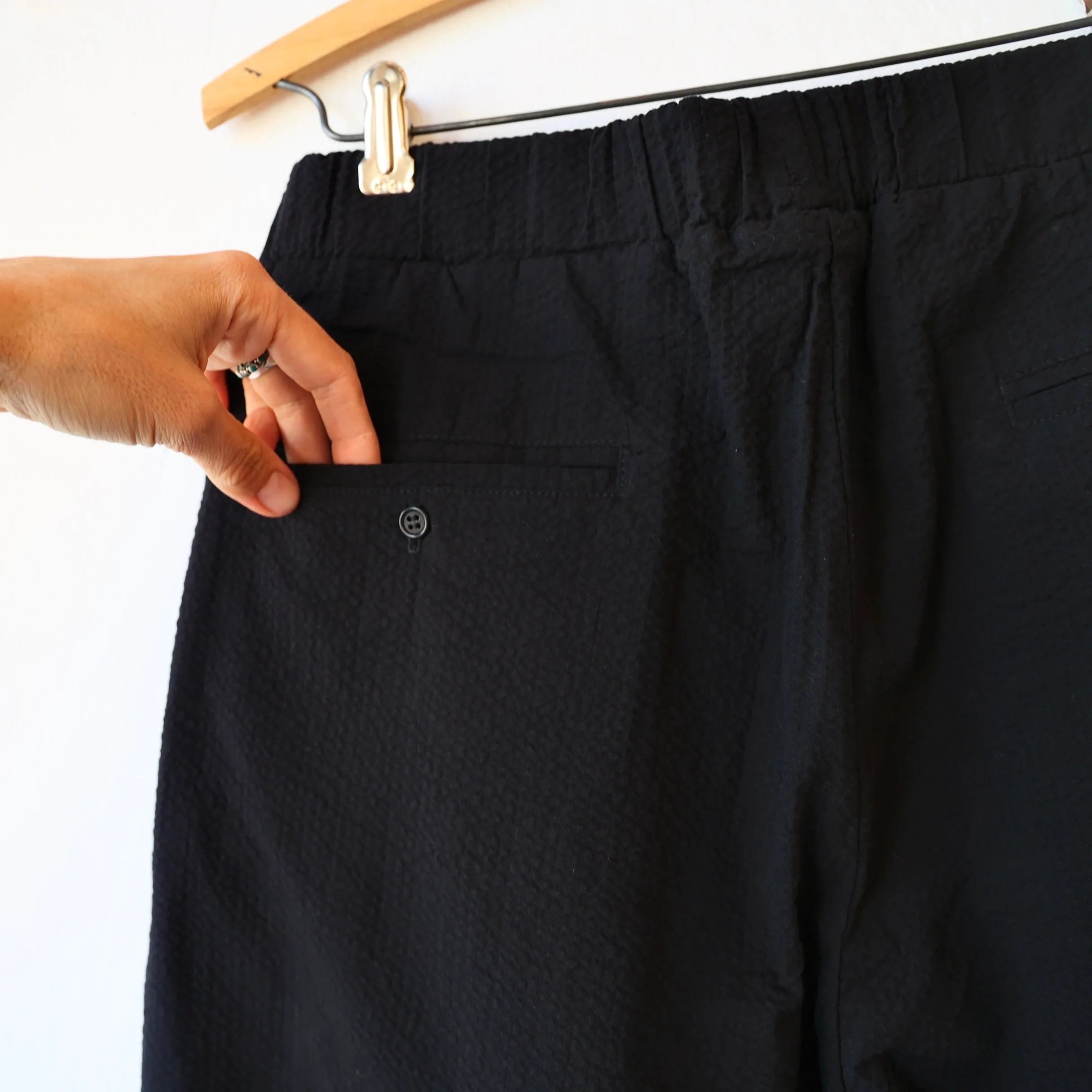 Bon Pleated Pants - Black Seersucker