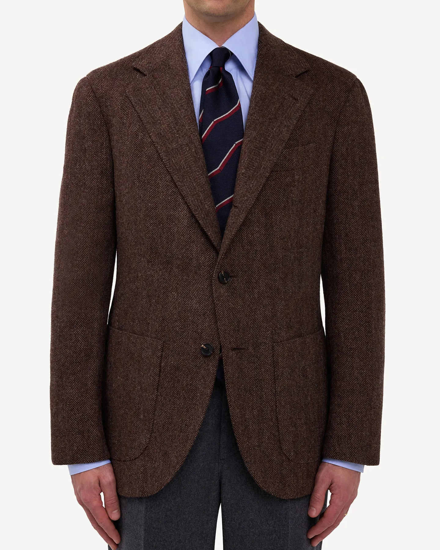 Brown Herringbone Tweed Sport Coat