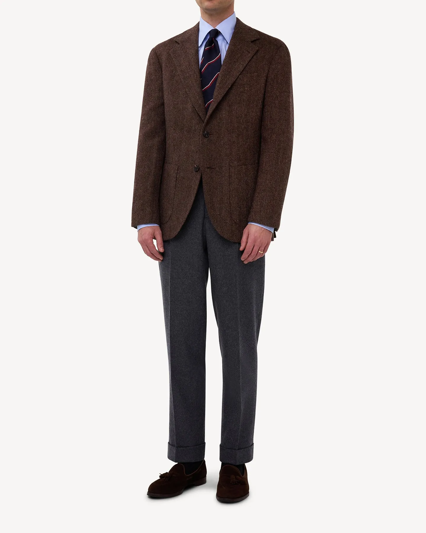 Brown Herringbone Tweed Sport Coat