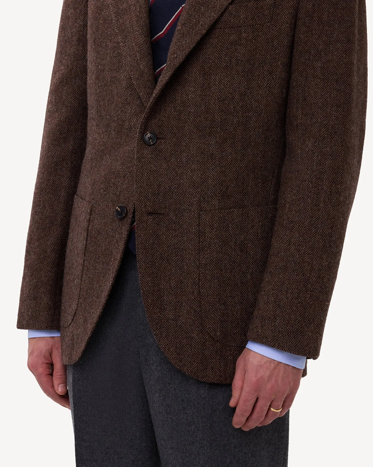 Brown Herringbone Tweed Sport Coat