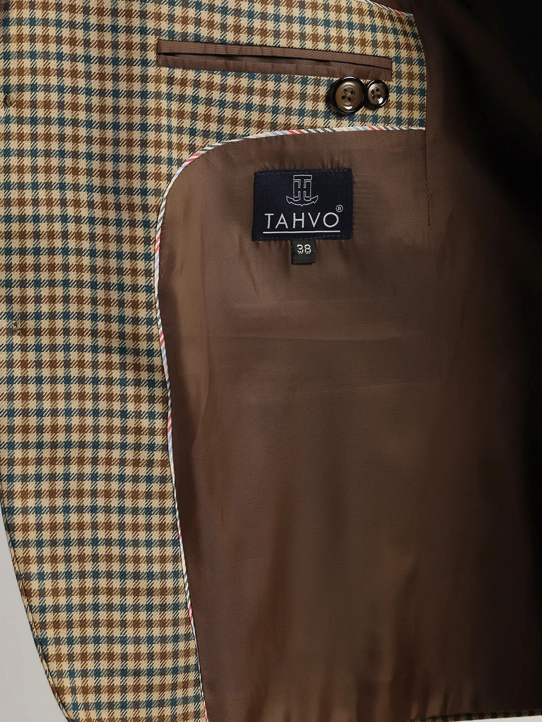 Brown Men's Checked Tweed Blazer