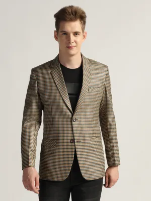 Brown Men's Checked Tweed Blazer