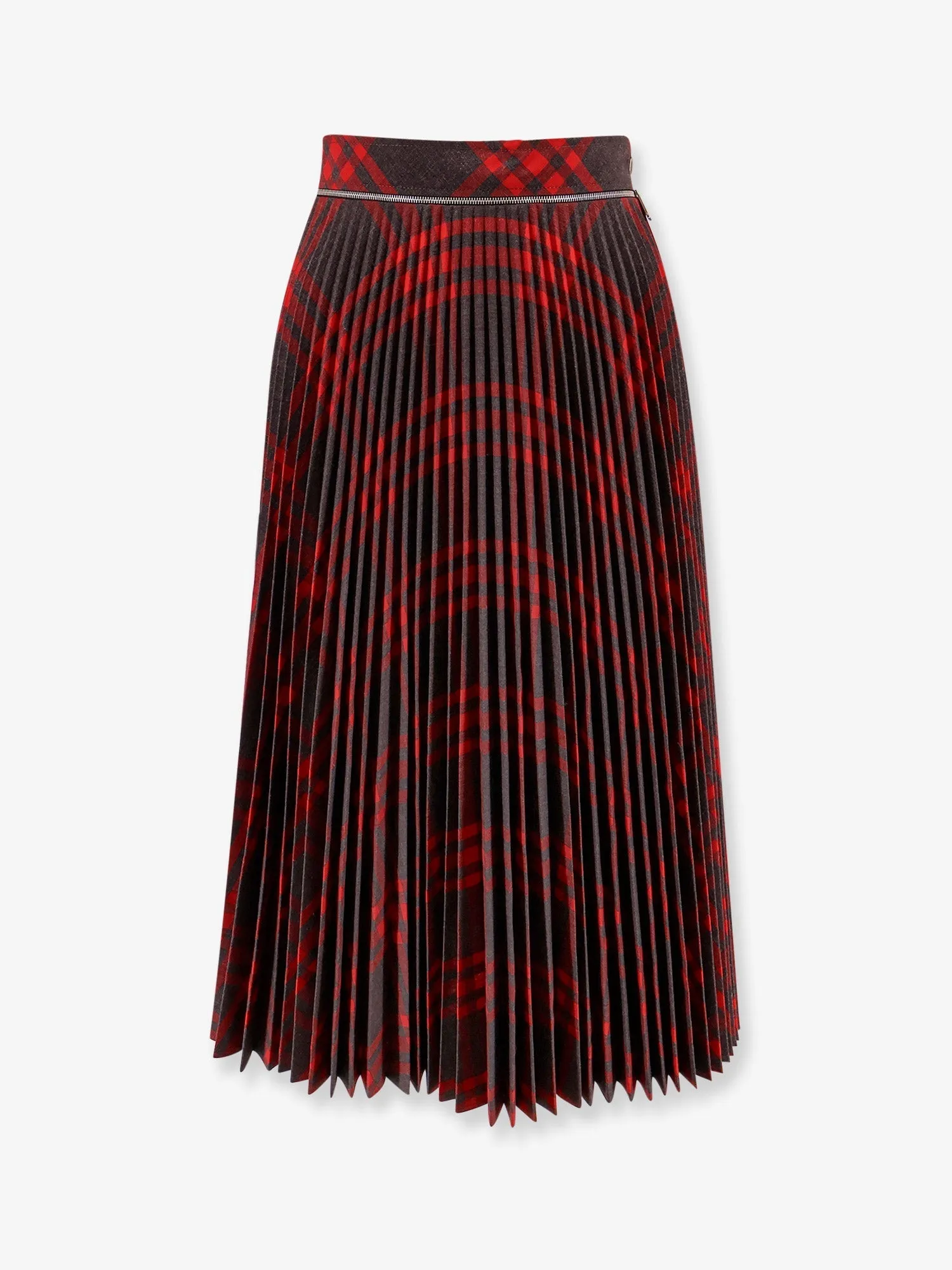 Burberry Pleated Wool Blend Skirt