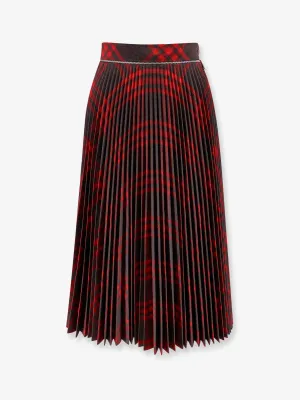 Burberry Pleated Wool Blend Skirt