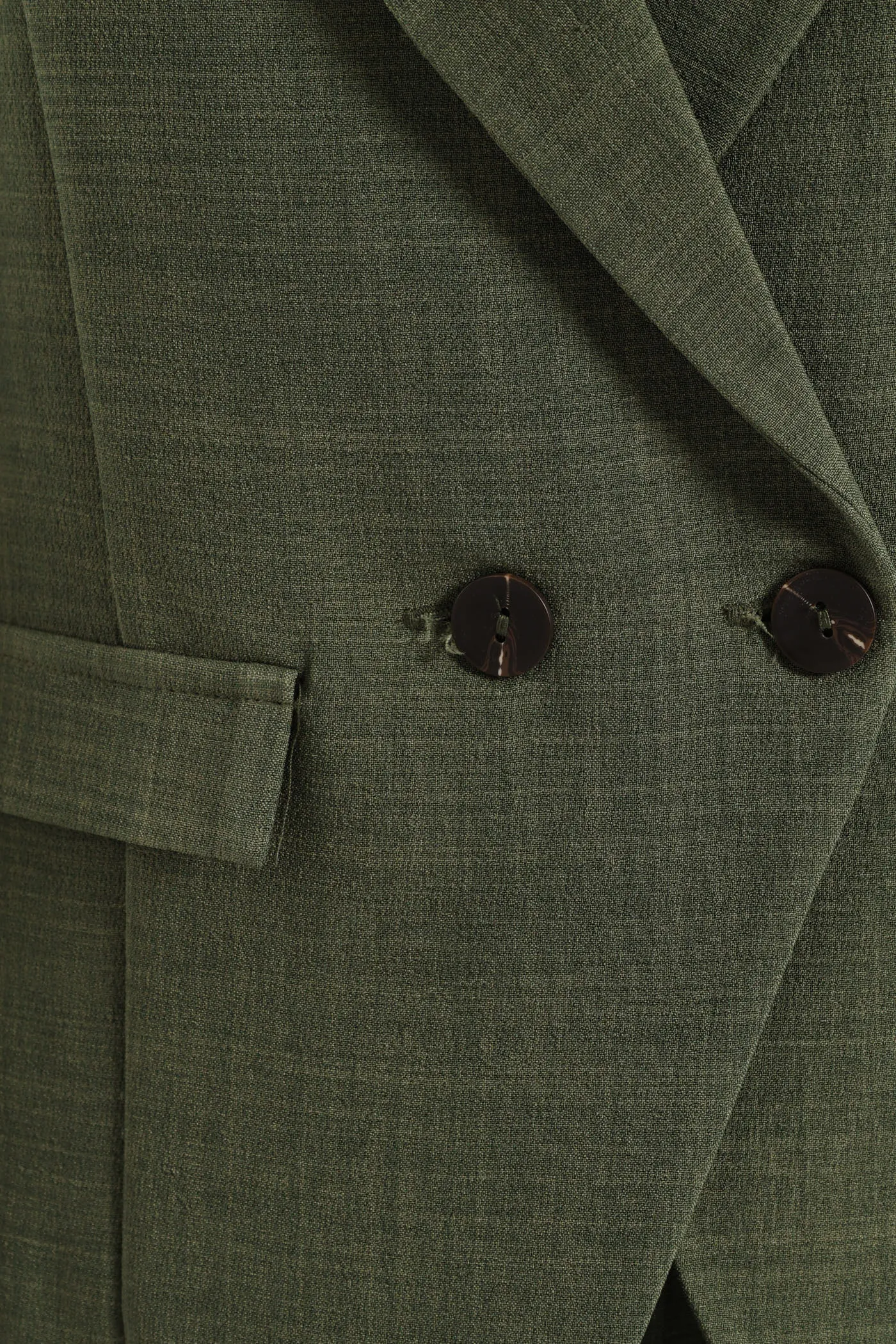 Button Linen Blend Blazer - Olive