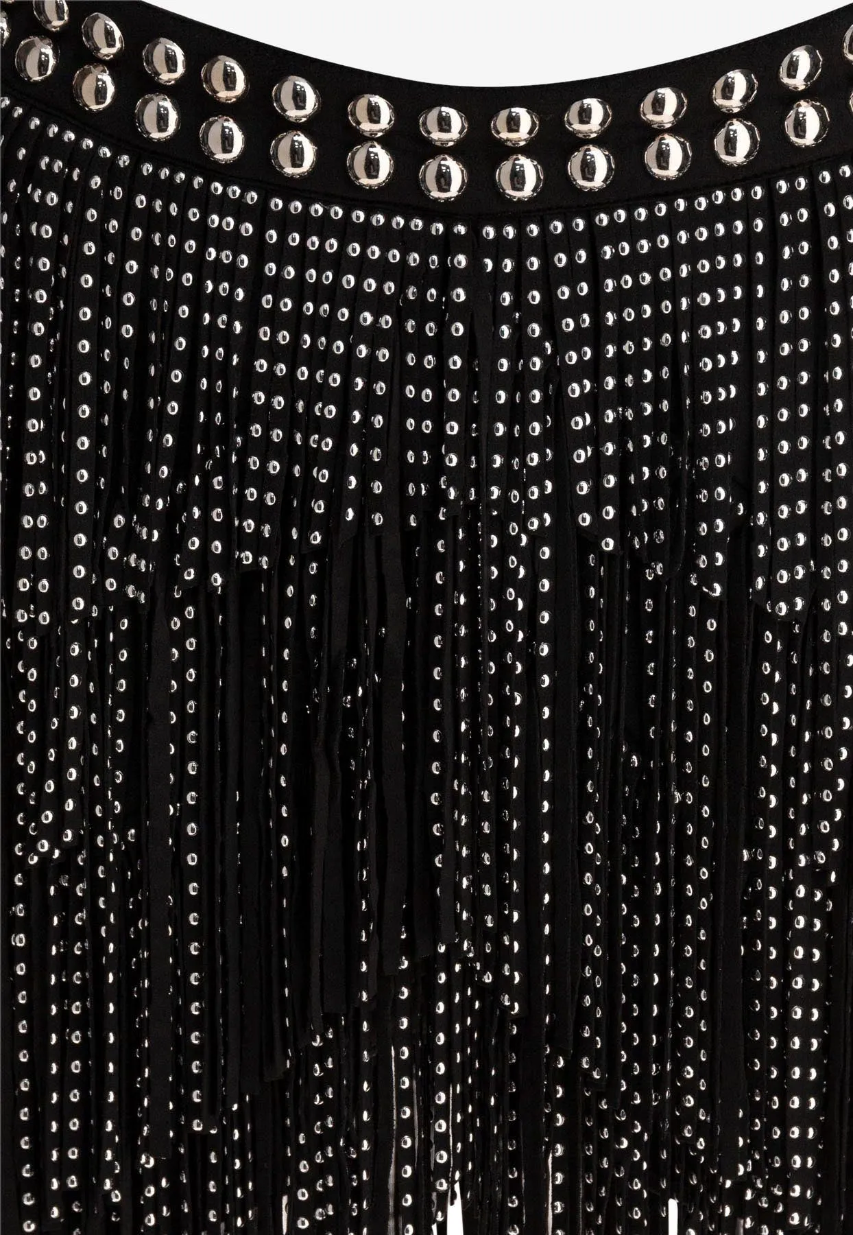 Carmelia Studded Fringed Mini Skirt