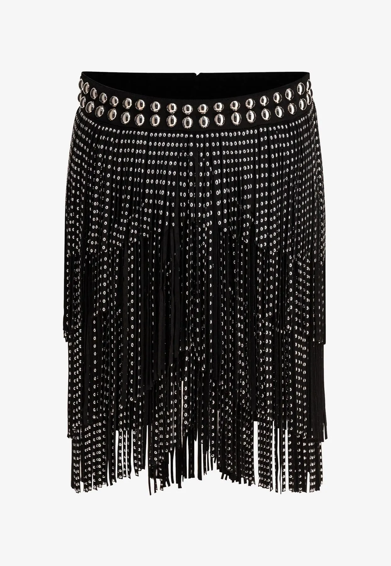 Carmelia Studded Fringed Mini Skirt