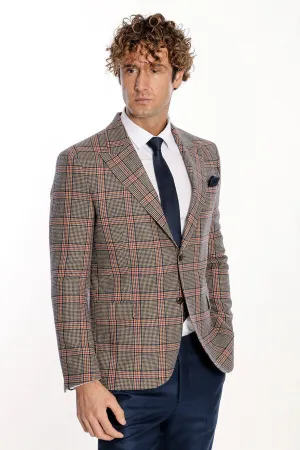 Checked Navy Blue Men Blazer - Wessi