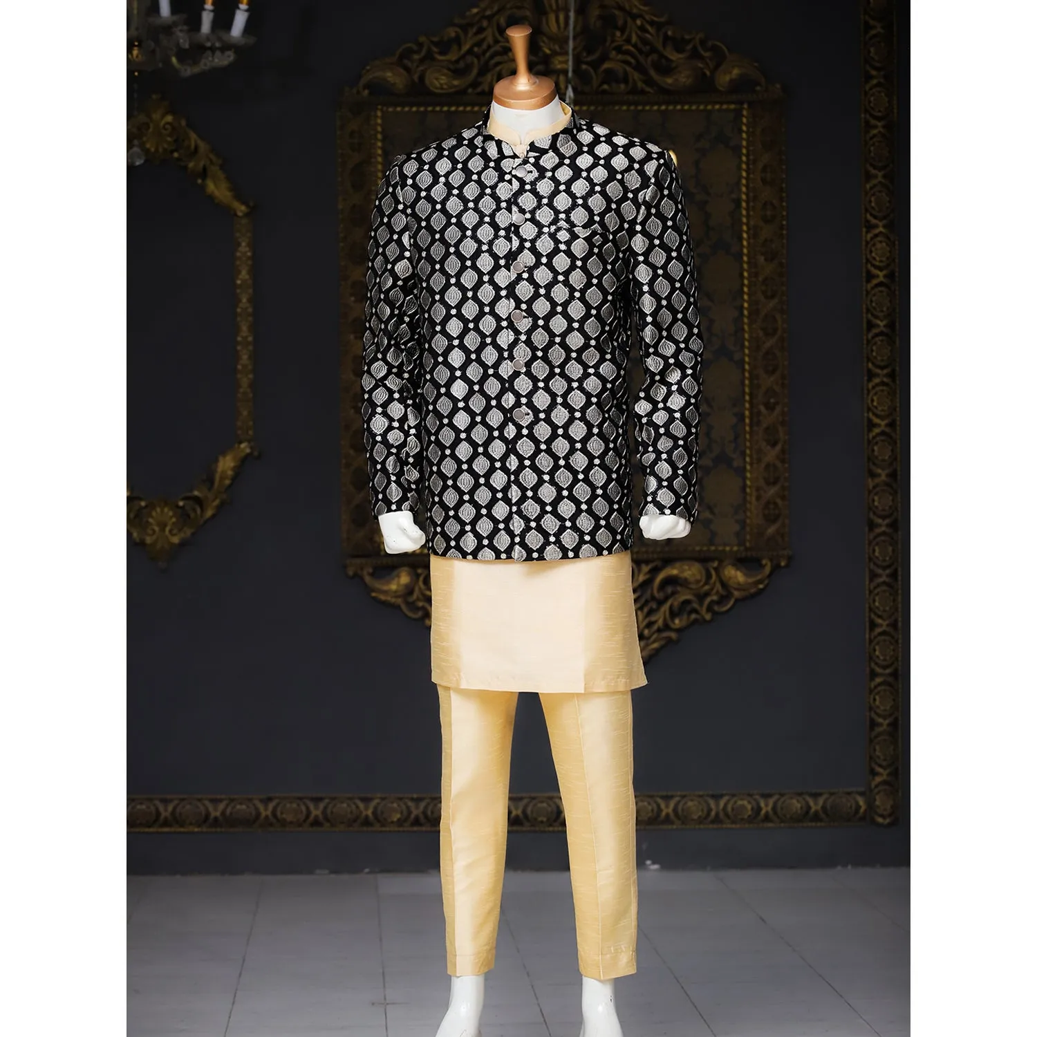 Chiffon Prince Coat w/ Tilla Work for Men