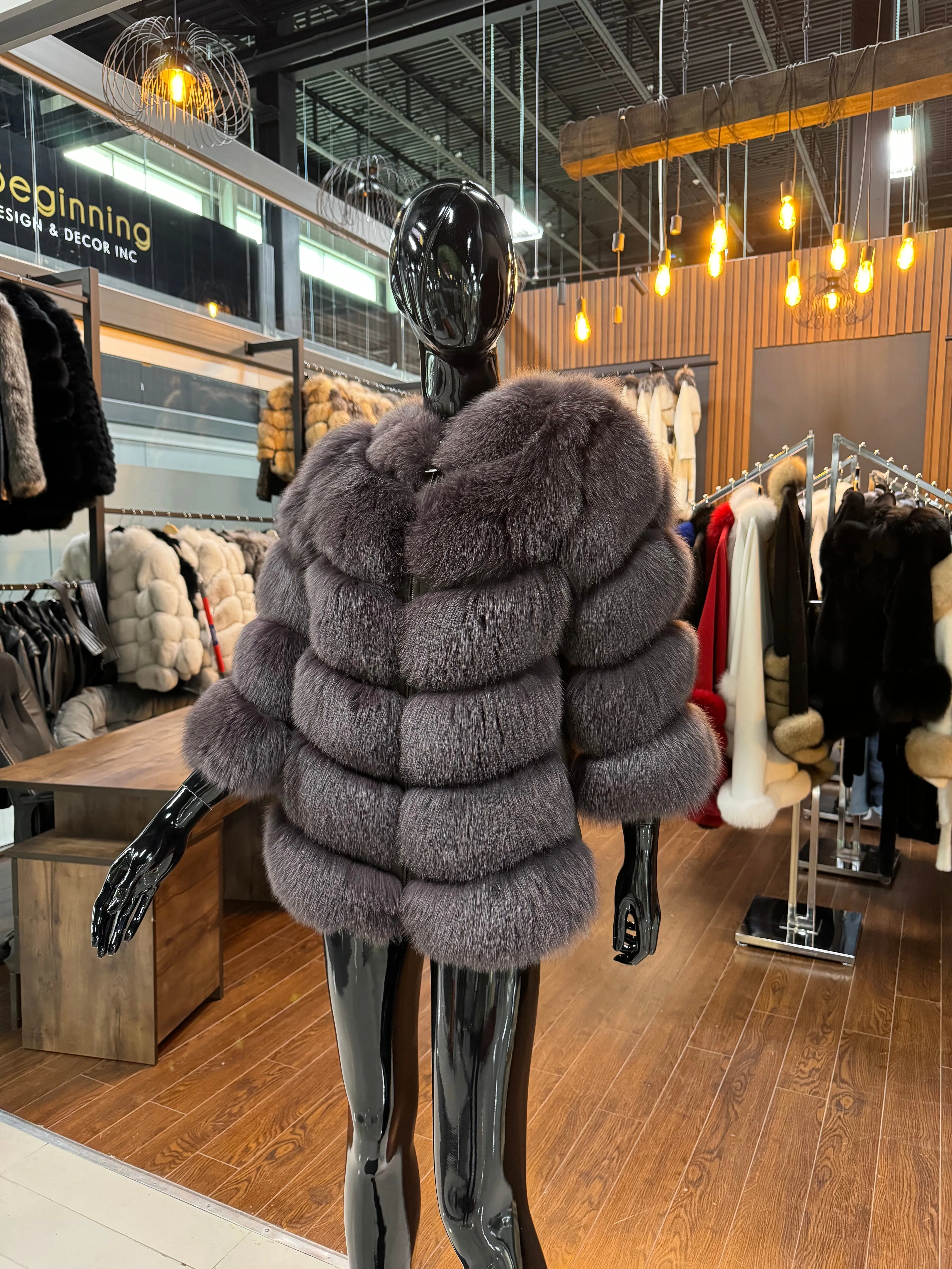 CLARET RED FOX FUR JACKET-SKU 1015