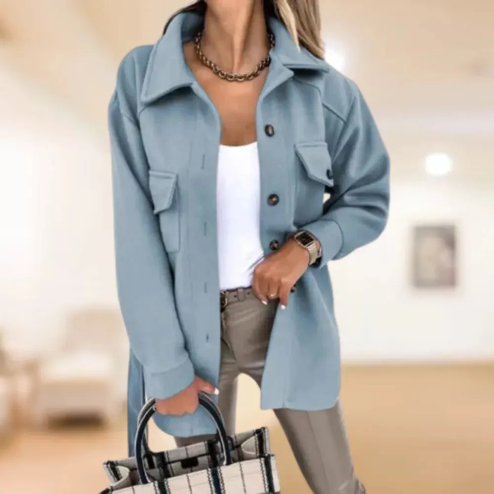 Classic women's coats with polo buttons for autumn & winter