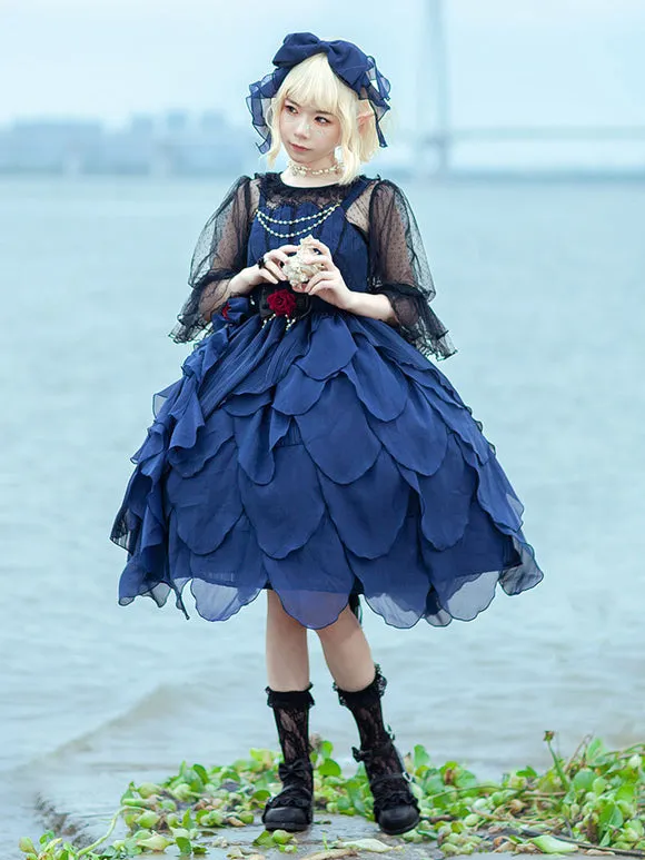 Classical Lolita Dress Tulle Sleeveless Deep Blue Lolita Dresses