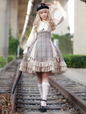 Classical Lolita JSK Dress Camel Bows Sleeveless Polyester Lolita Jumper Skirt
