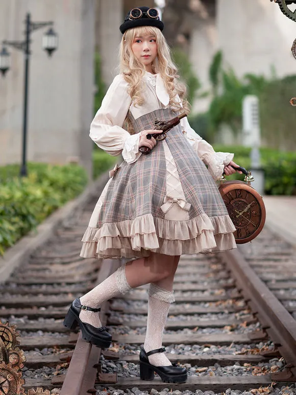 Classical Lolita JSK Dress Camel Bows Sleeveless Polyester Lolita Jumper Skirt