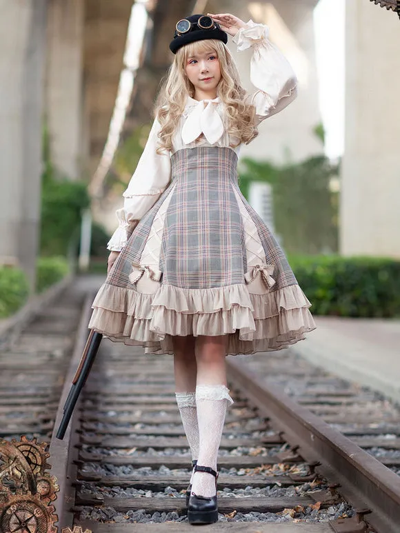 Classical Lolita JSK Dress Camel Bows Sleeveless Polyester Lolita Jumper Skirt