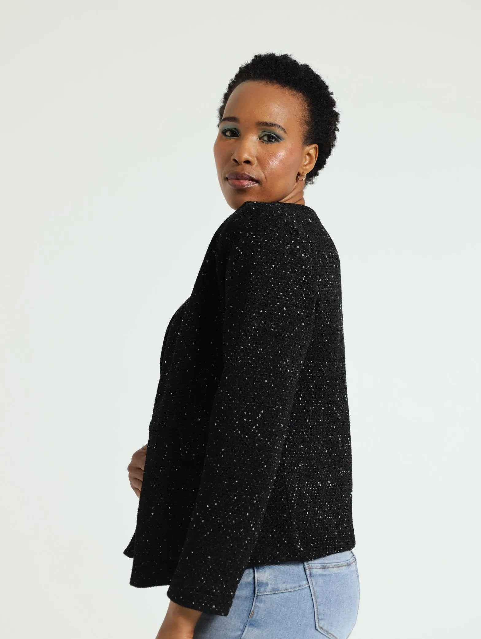 Collarless Jacket - Black