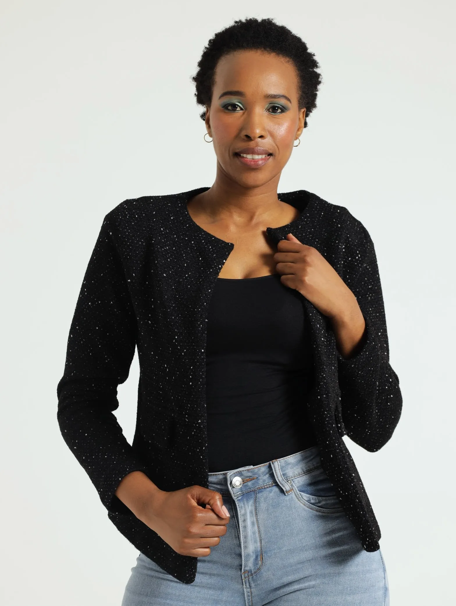 Collarless Jacket - Black