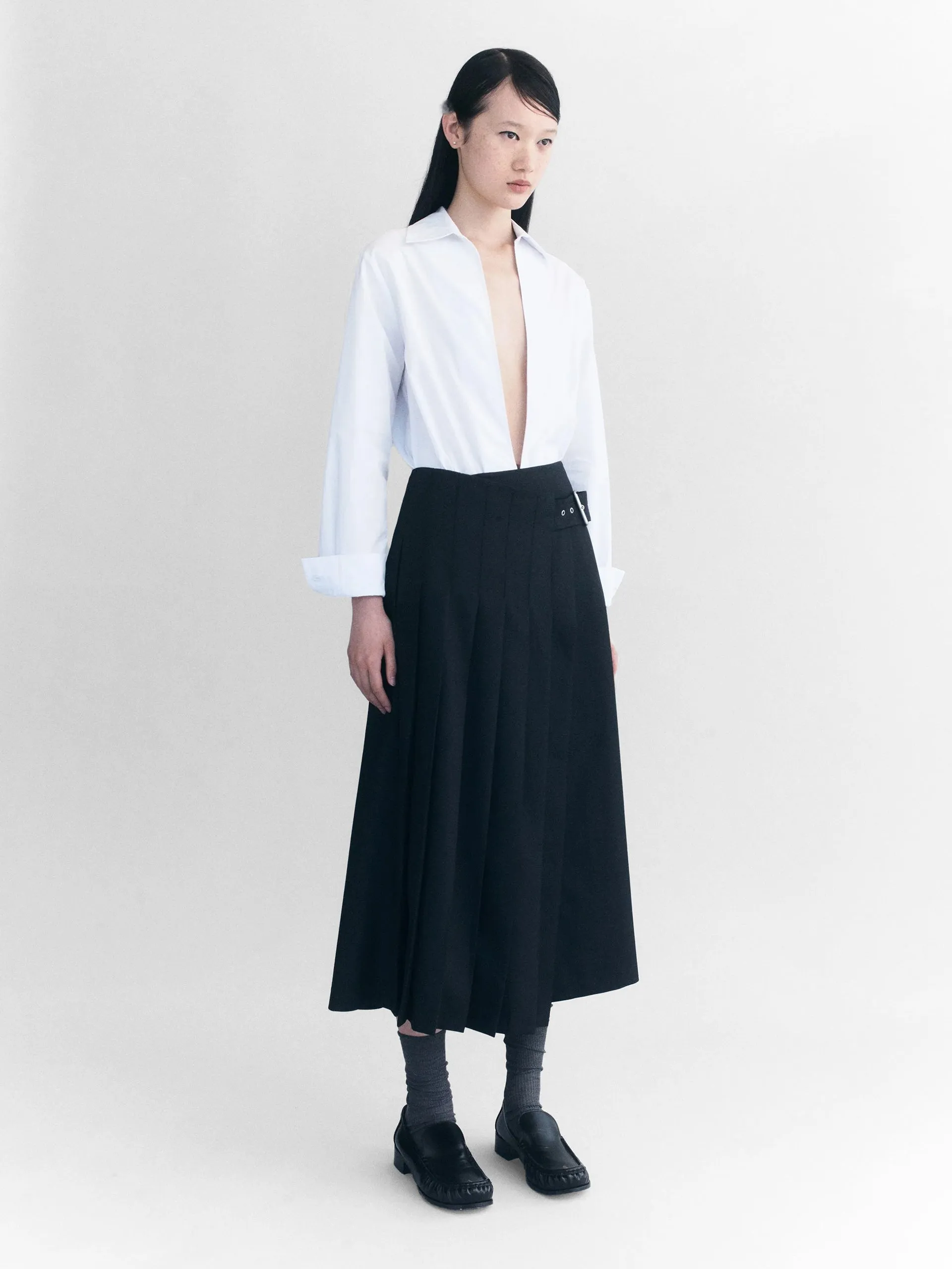 Courtney Zheng Pleated Wool Skirt