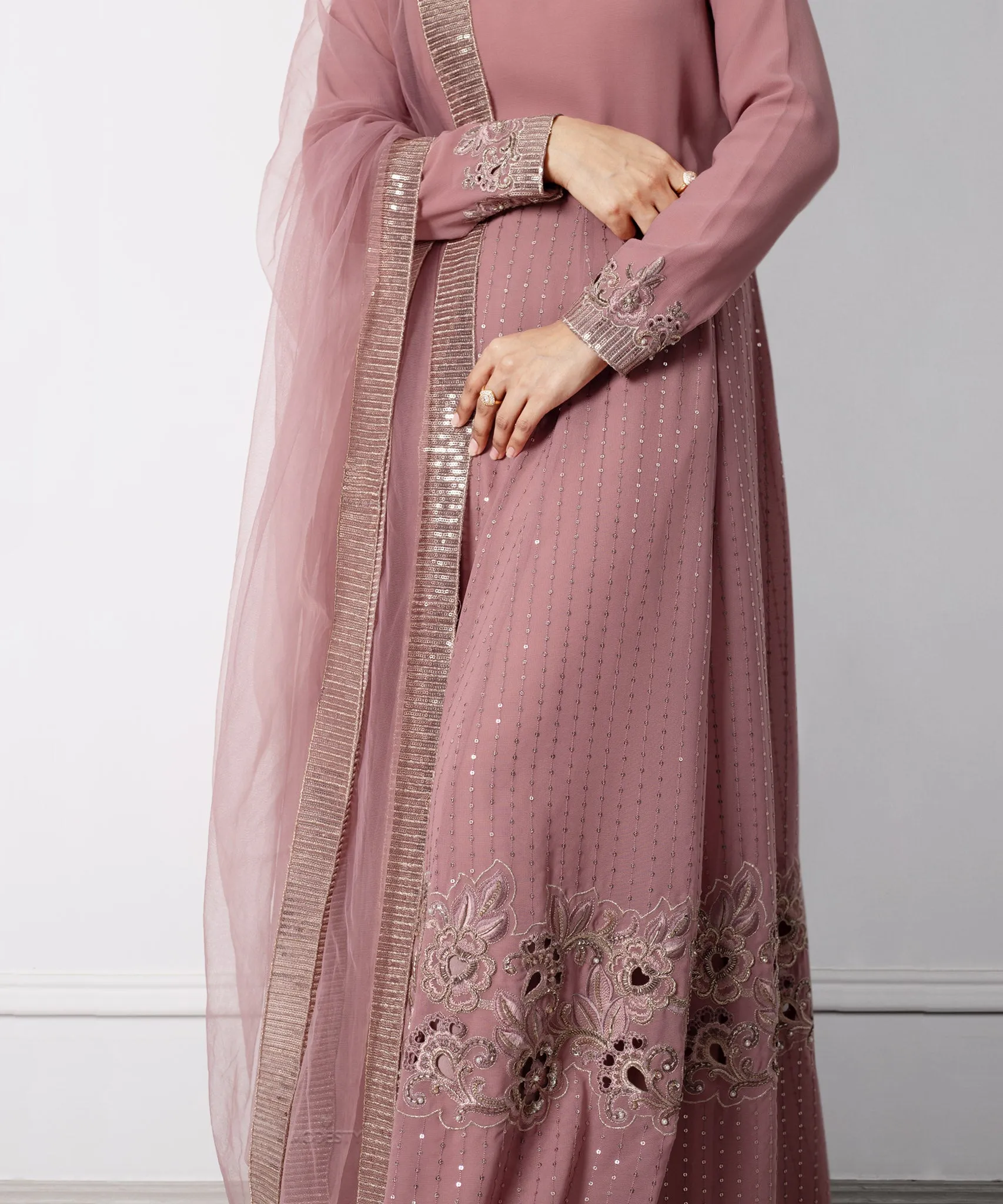 Dara Mauve Wood Panel Dress