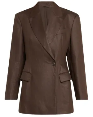 Dark Chocolate Linen Single Button Blazer