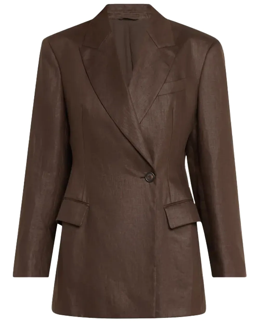 Dark Chocolate Linen Single Button Blazer