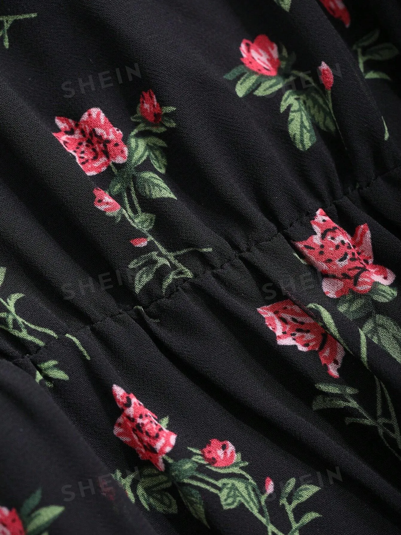 DAZY Chiffon Full Floral Print Long Sleeve Mid-Length Dress For Women