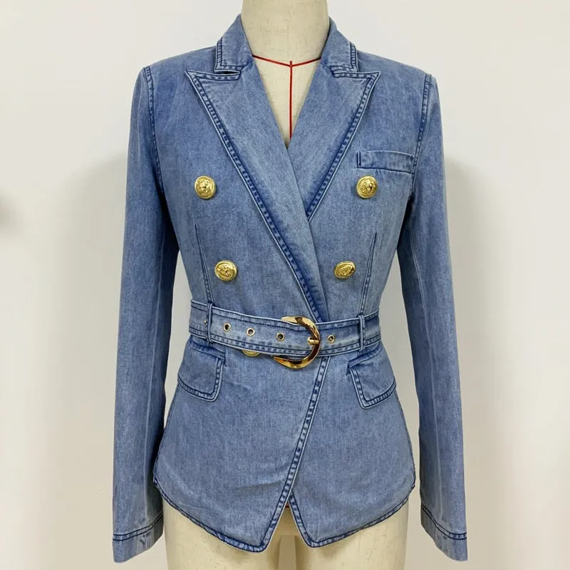 Denim Blazer "Buckle Up"