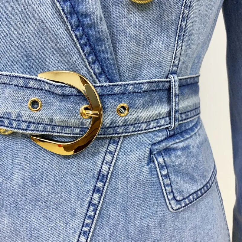 Denim Blazer "Buckle Up"