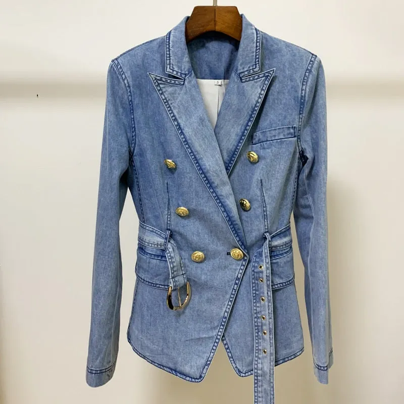 Denim Blazer "Buckle Up"