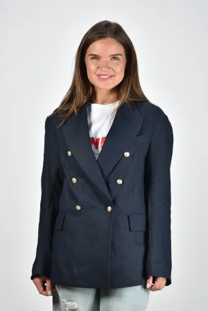 Denimist blazer Double Breasted Peak Lapel DSW0057-199 navy linen