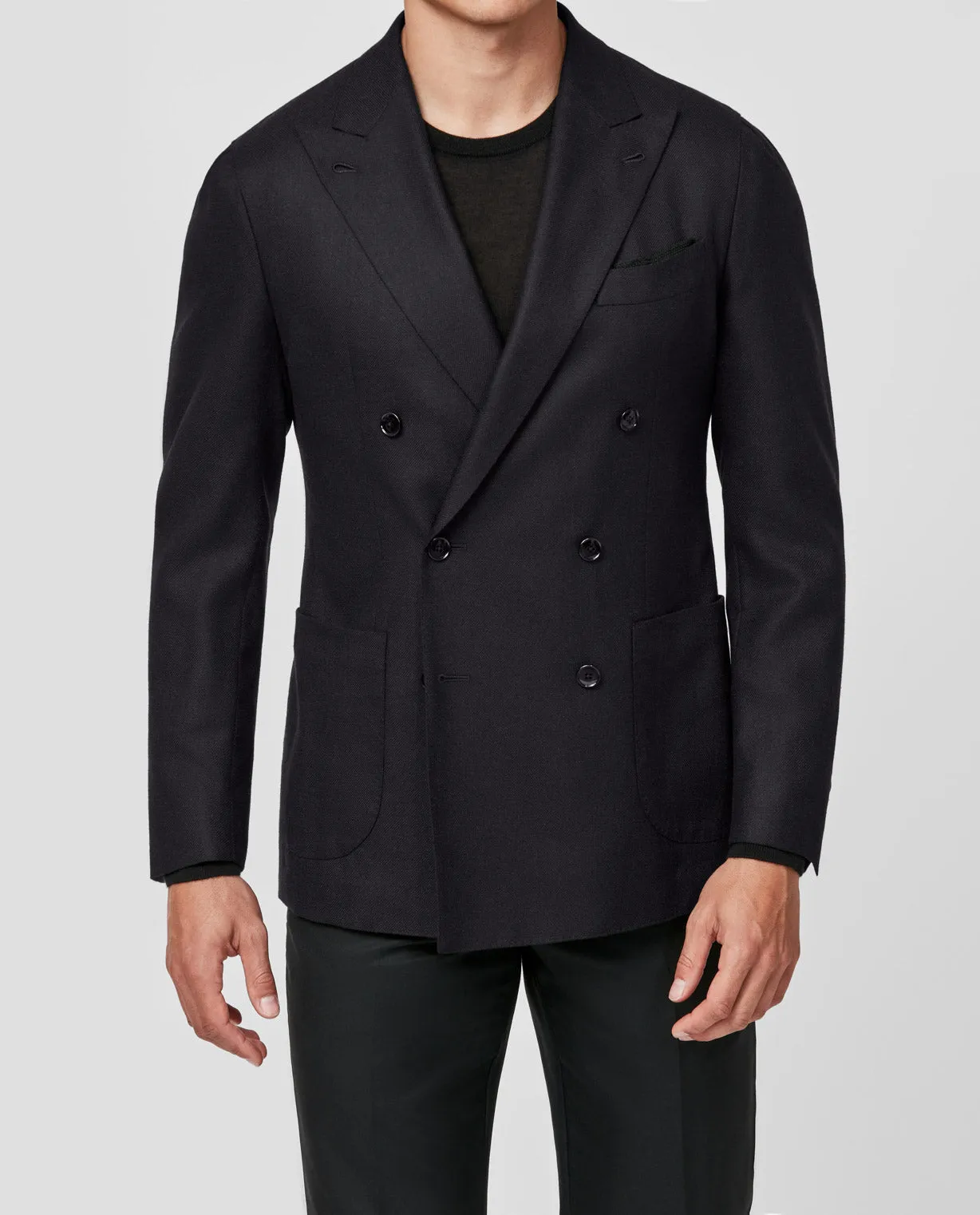 Di Pray Black Melange Silk & Wool Basketweave