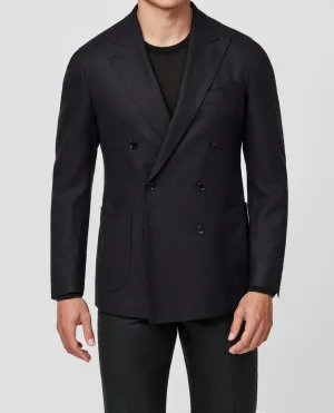 Di Pray Black Melange Silk & Wool Basketweave