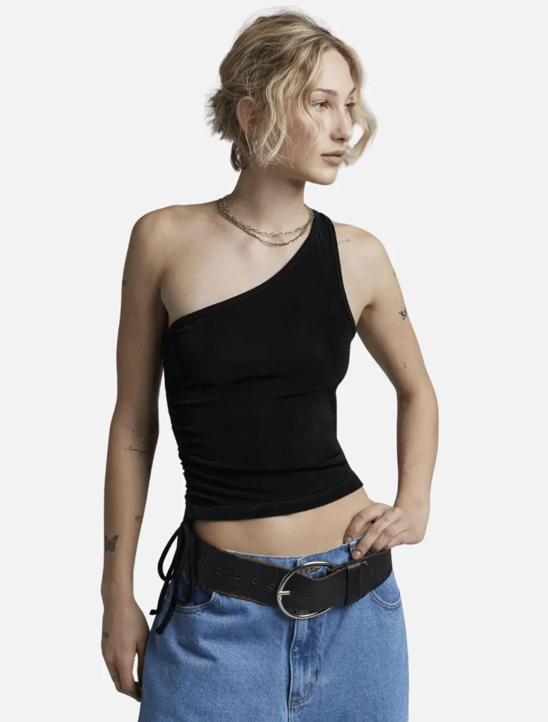 Diva One Shoulder Top - Black
