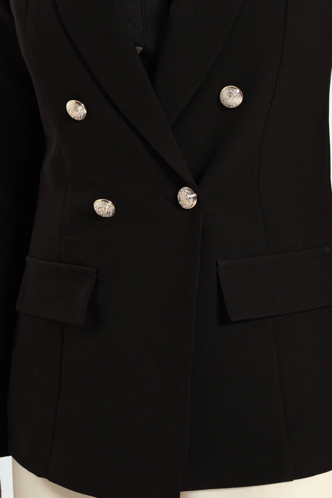 Double Breasted Nautical Blazer - Black