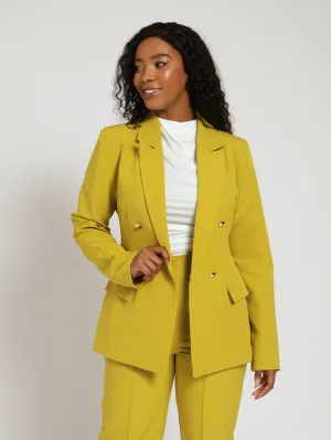 Double Button Sleeve Blazer - Mustard