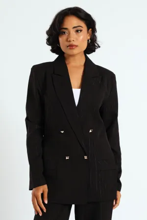 Double Lurex Stripe Blazer - Black