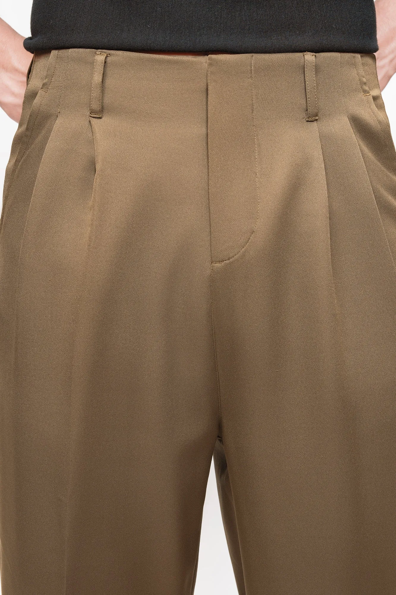 Earthy Brown Double Pleated Men's Straight Korean Pants