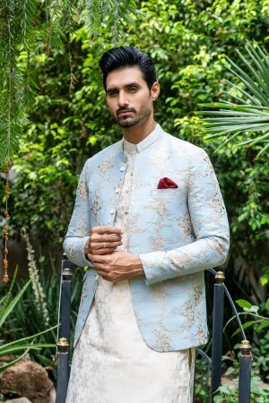 Edge Republic - ER 2076 Pastel Sky BLue Prince Coat For Men