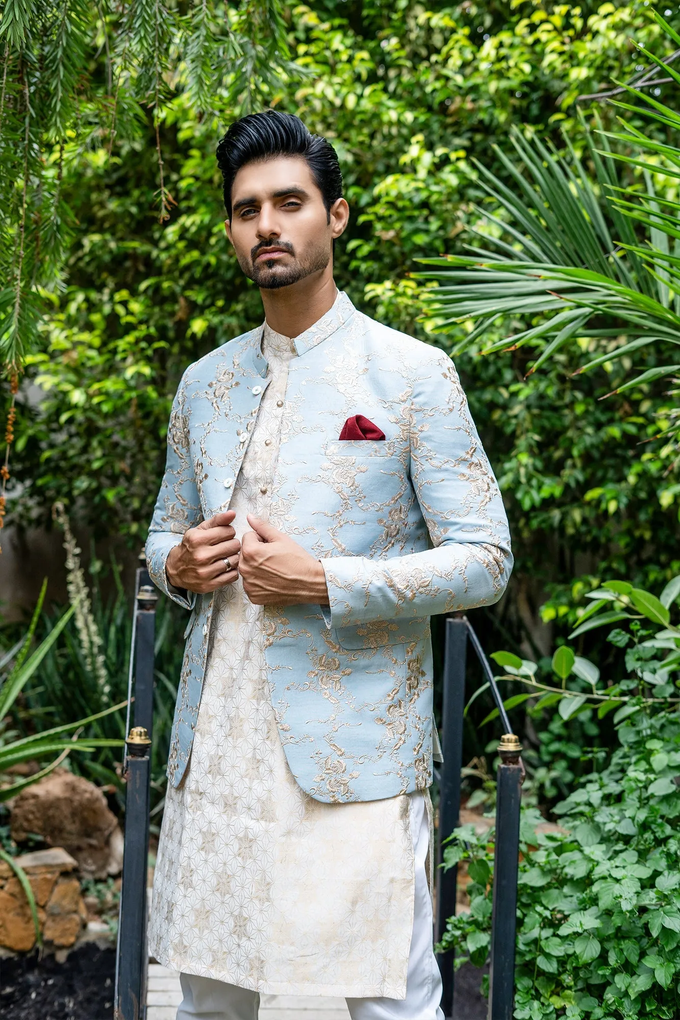 Edge Republic - ER 2076 Pastel Sky BLue Prince Coat For Men