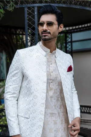 Edge Republic - ER 2078 Off white sequence embroidery prince coat For Men